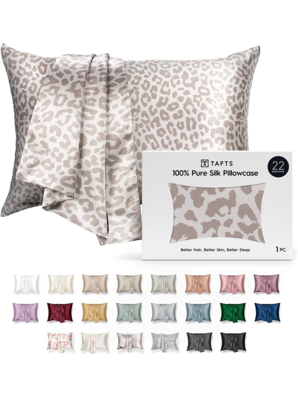 100% Pure Mulberry Silk Pillowcase for Hair & Skin, Cooling, Organic, Queen Size